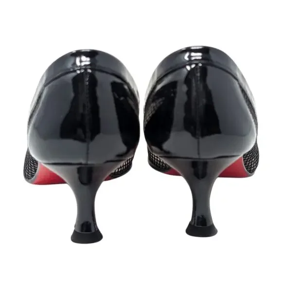 Christian Louboutin Marcia Rete Black Mesh Bow Heels Size 37 - Picture 7 of 9